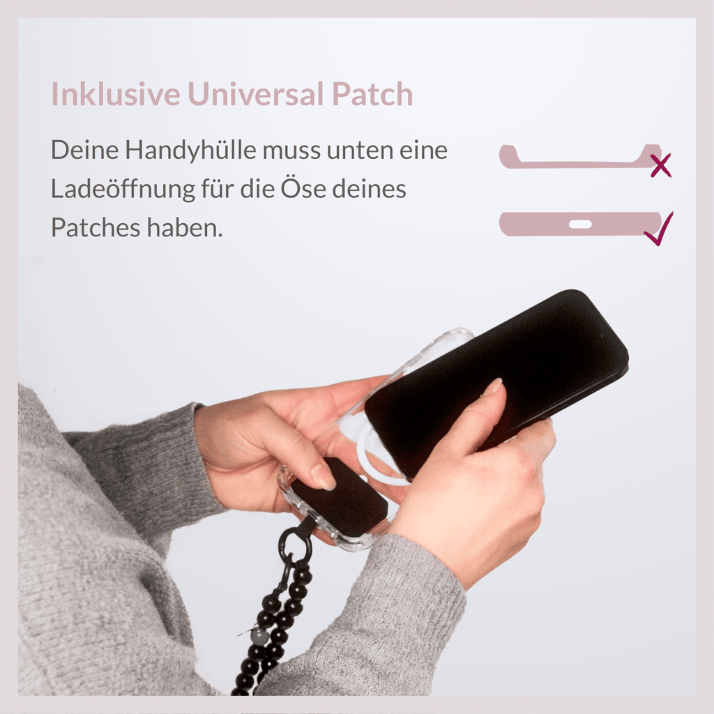 Handykette Perlen Titanium inkl. Patch - beadstars