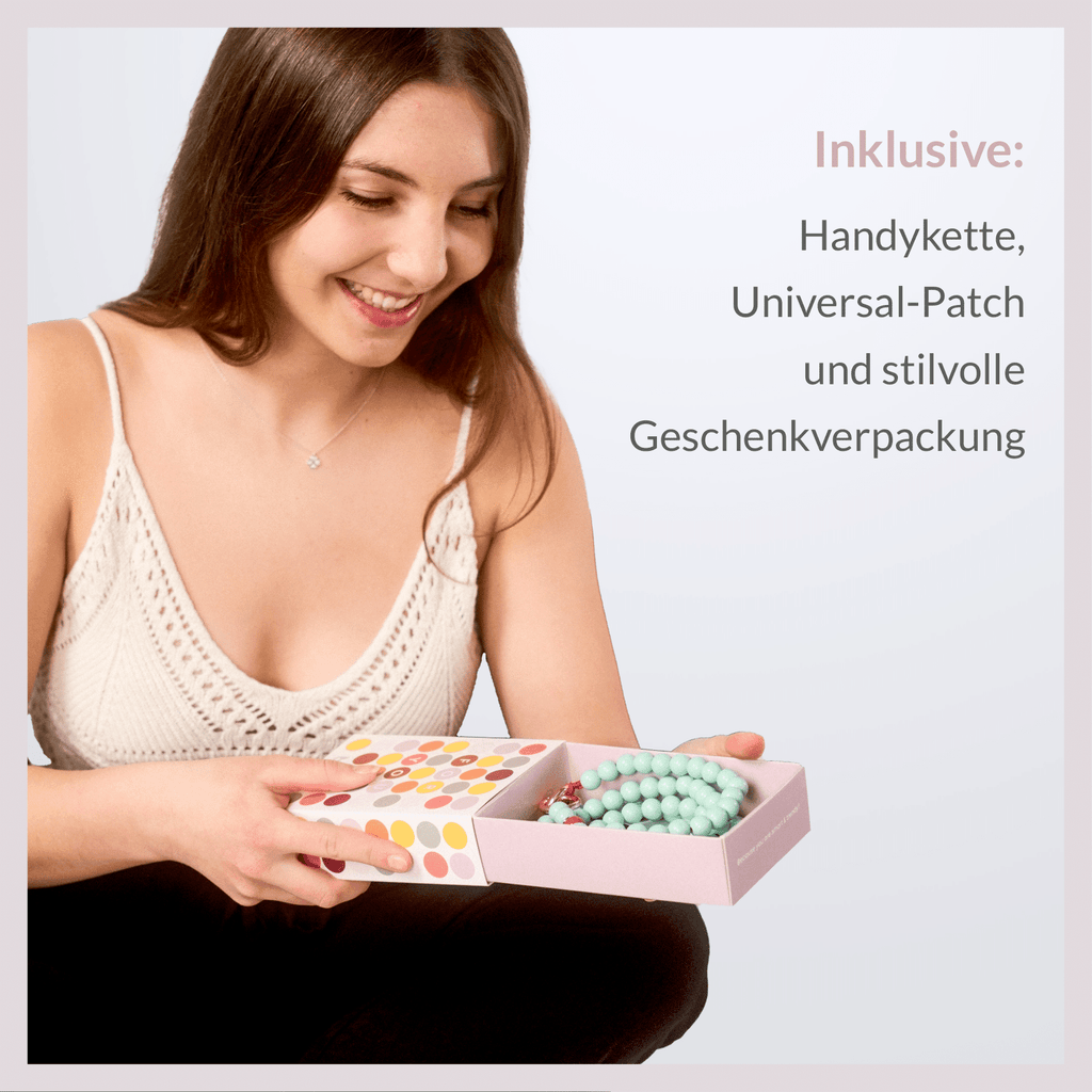 Handykette Perlen Salbei inkl. Patch - beadstars